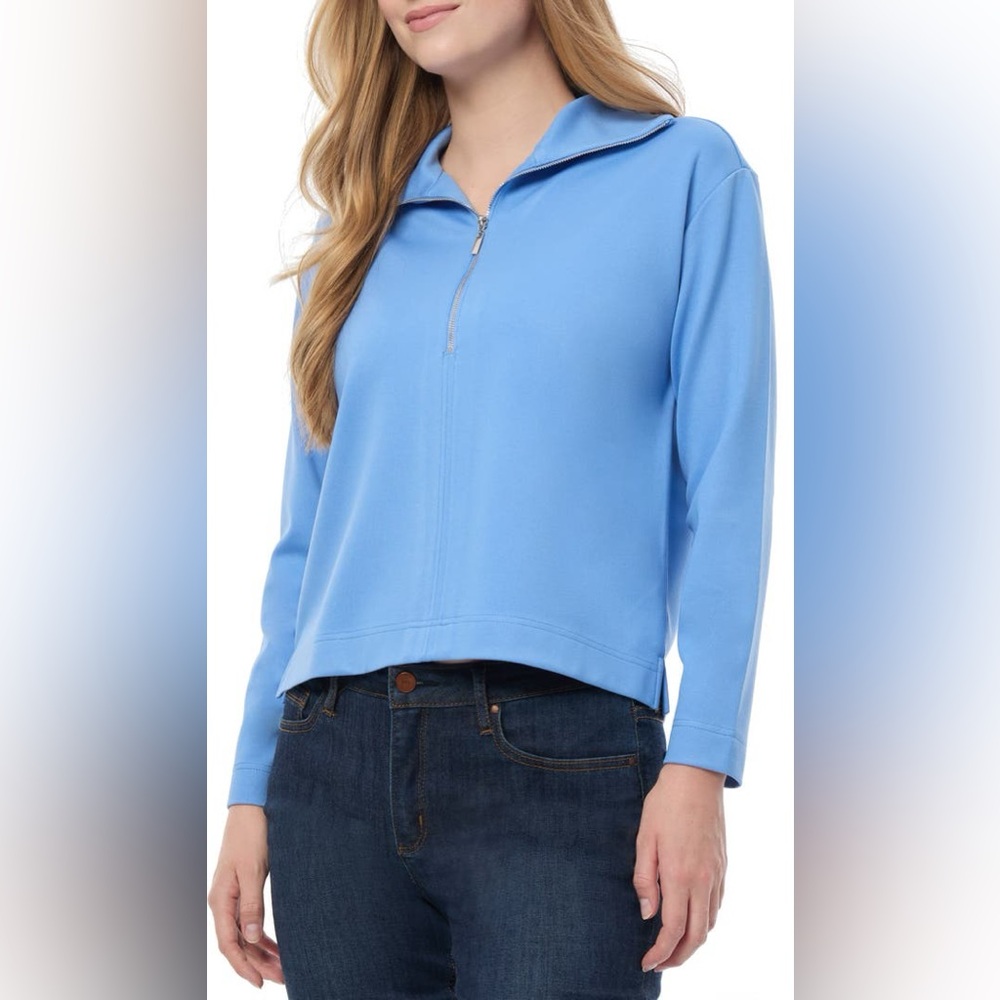 Jones New York Blue Half-Zip Top